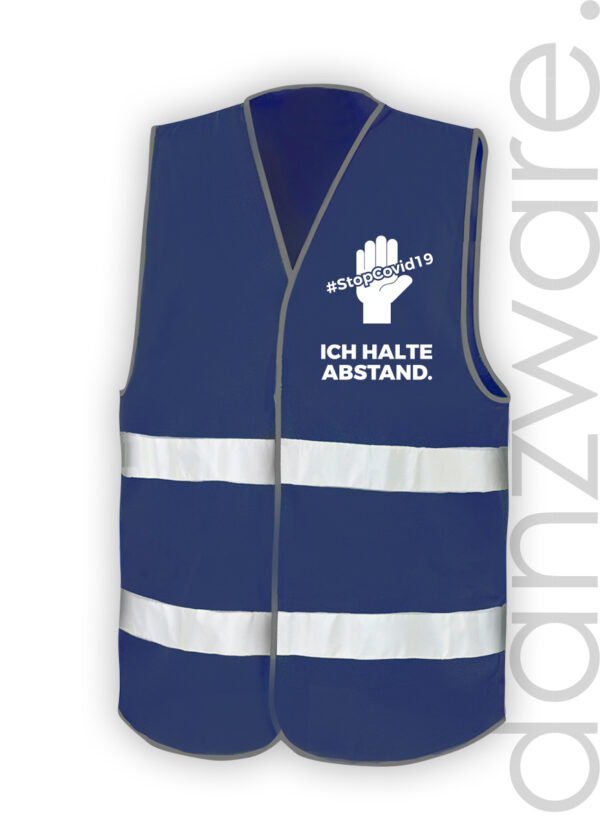 Warnweste #ABSTANDHALTER dunkelblau mit danzware. Goodiebag + Aufkleber-Set #StopCovid19 #FCKCRNA